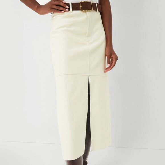 Tuckernuck Dresses & Skirts - Ecru Vegan Leather Midi Skirt